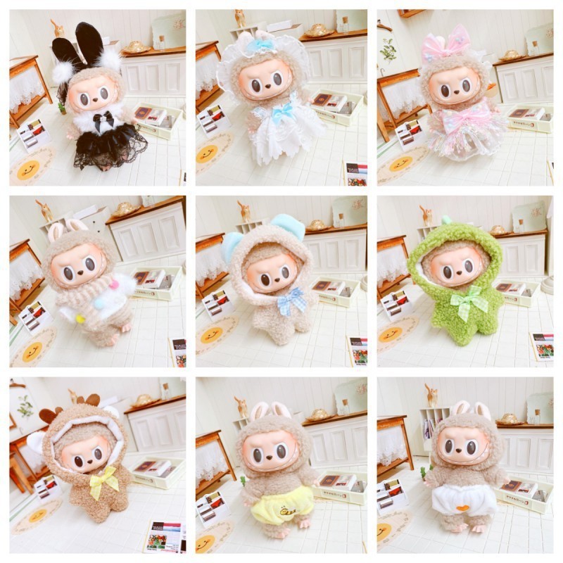 Labubu Doll Clothes 17cm Heart Macaron Vinyl Face Labubu Clothes ...