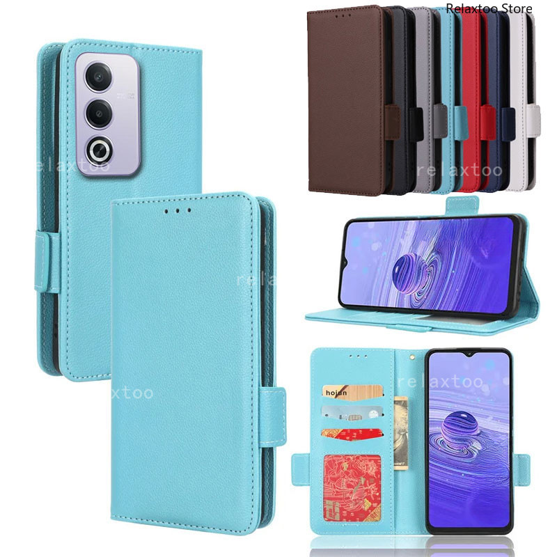 Oppoa3 Pro 2024 Plain Skin Solid Color Flip Leather Casing For Oppo A3