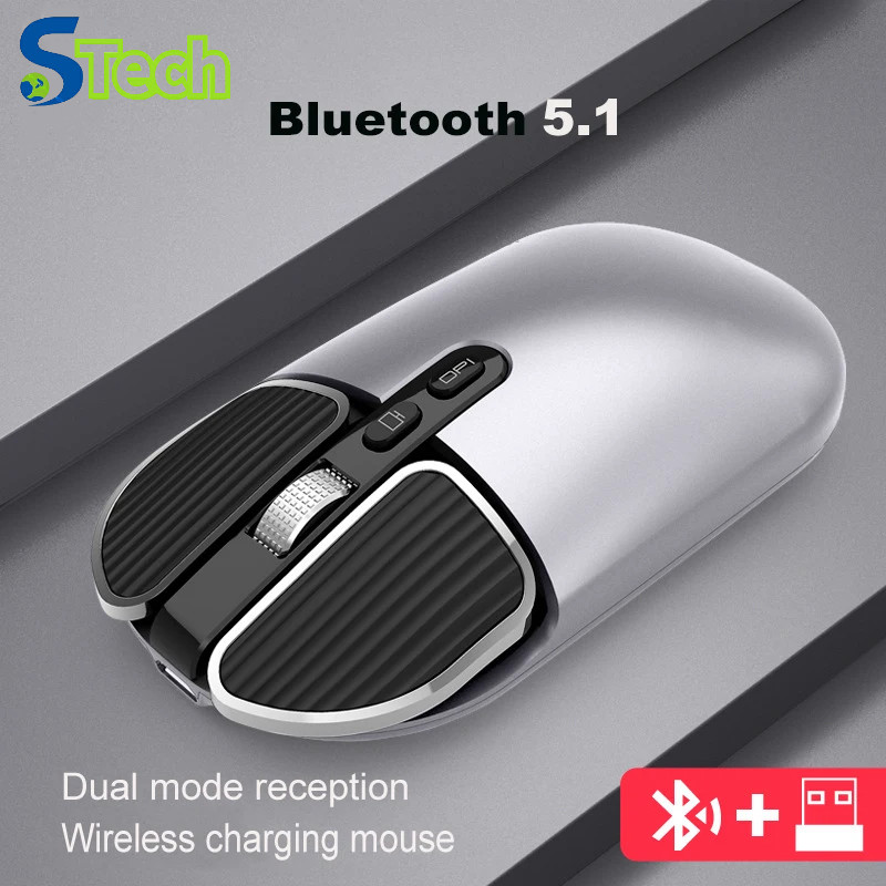 Bluetooth 5.1+2.4G Wireless Dual Mode Rechargeable Mouse Optical USB ...