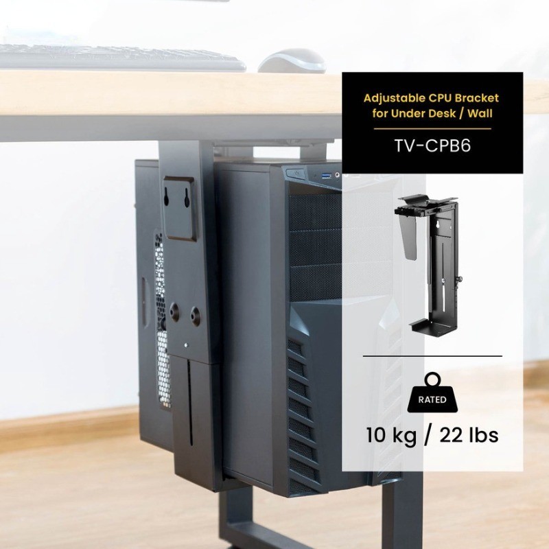 360 degree rotation Adjustable Under-desk Computer Host Bracket CPU ...