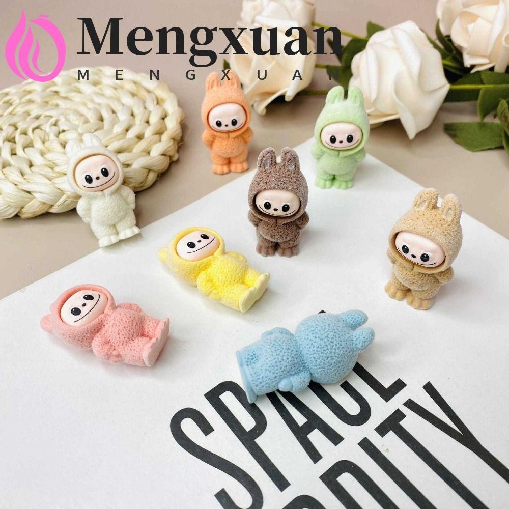 MENGXUAN Flocking Labubu Dolls, Flocking Mini Cartoon Flocking Labubu ...