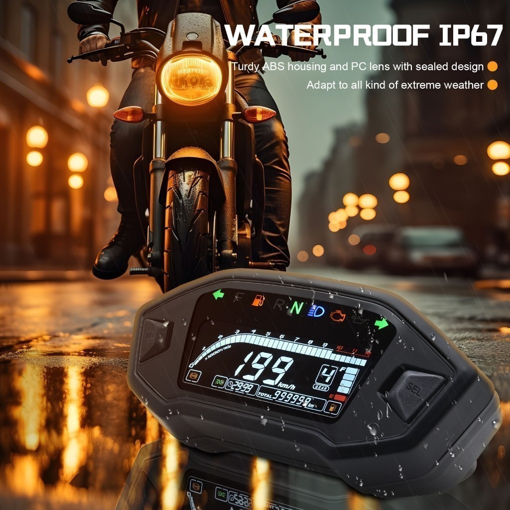 12000 RPM Motorcycle LED Speedometer Odemeter Tachometer For 1/2/4 ...