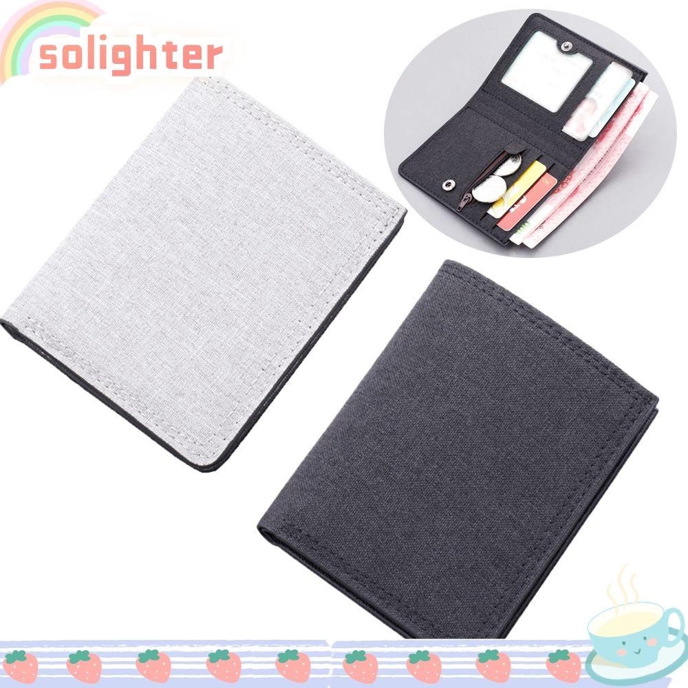 SOLIGHTER Simple Men Short Wallet Canvas Multi-functional Mini Coin ...