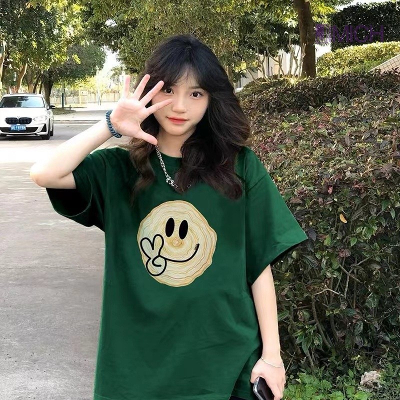 Korean Version Of The Fashion T-shirt Cute Smiley Face Printing Short 