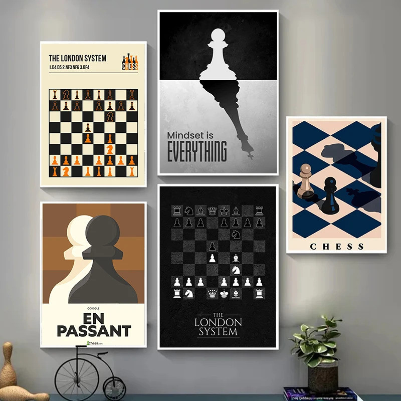 Vintage International Chess Canvas Poster Game Wall Art Picture for ...