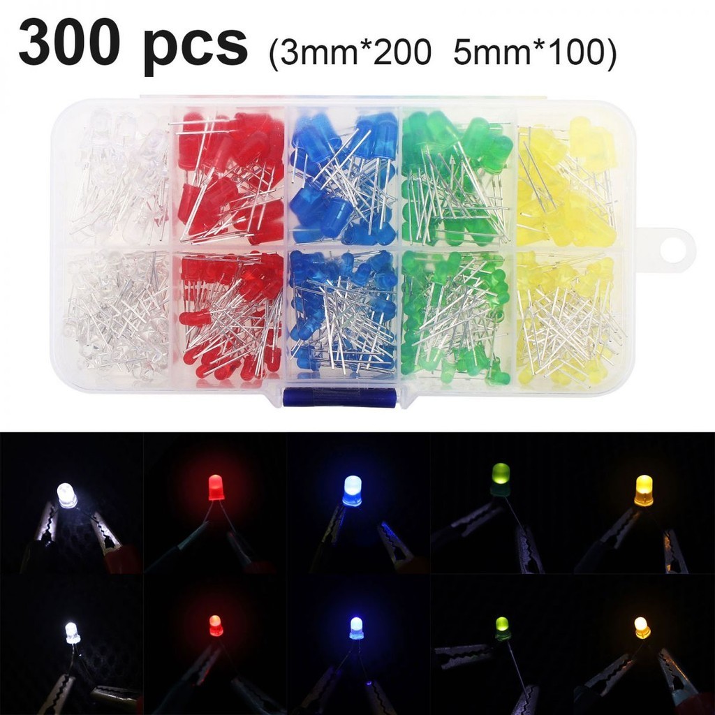 Mixed Color LEDs 200 Pieces Lights Assortment - 3mm & 5mm LED Kit In ...