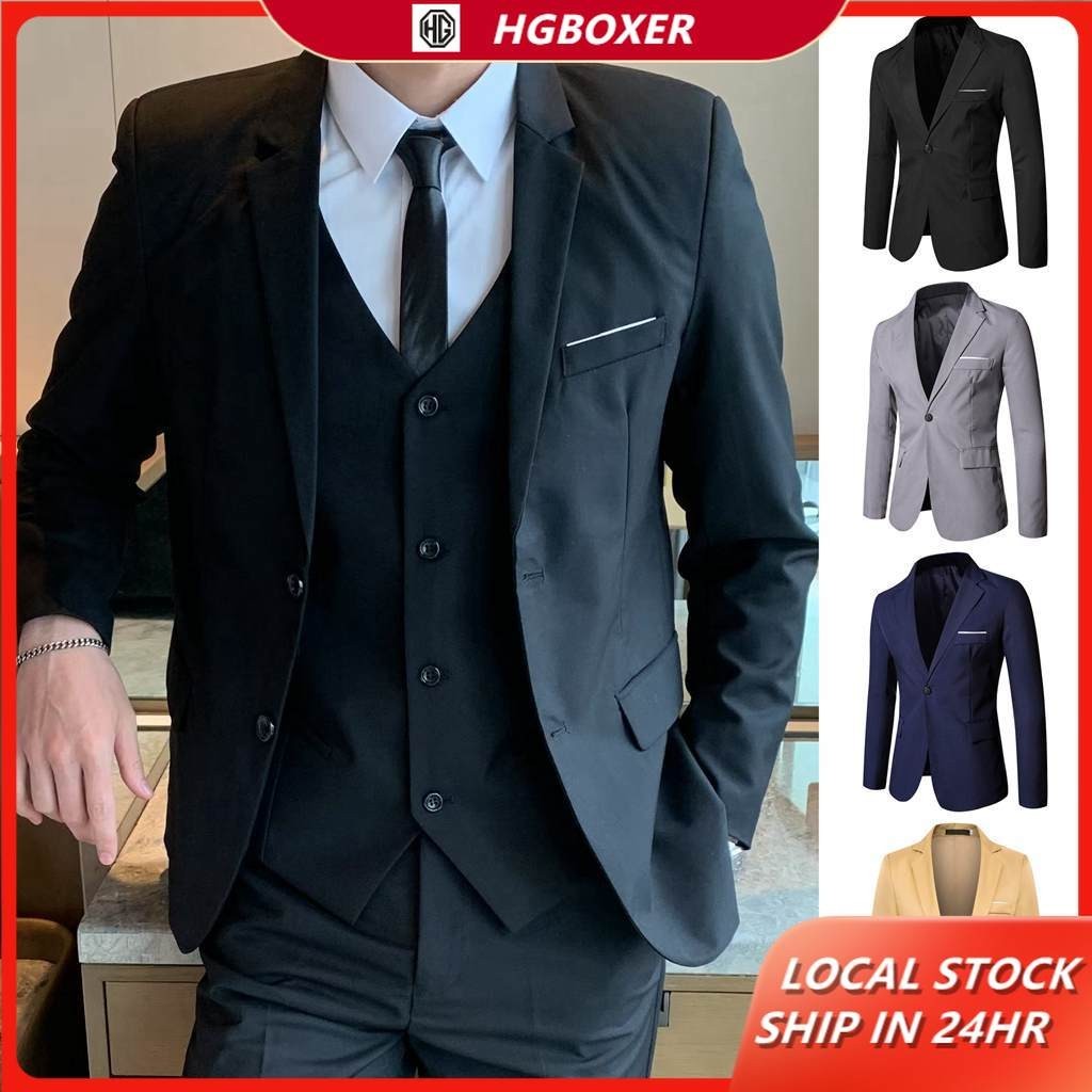 Men’s Premium Black Slim Fit Blazer Formal Business Suit, Wedding ...