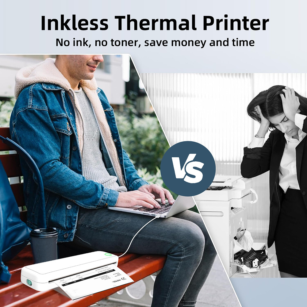 A4 Wireless Bluetooth Thermal Printer for Home Office Travel Car ...