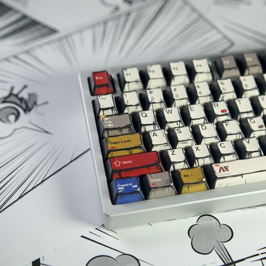 Original height keycap PBT thermal transfer keycap comics mixed light ...