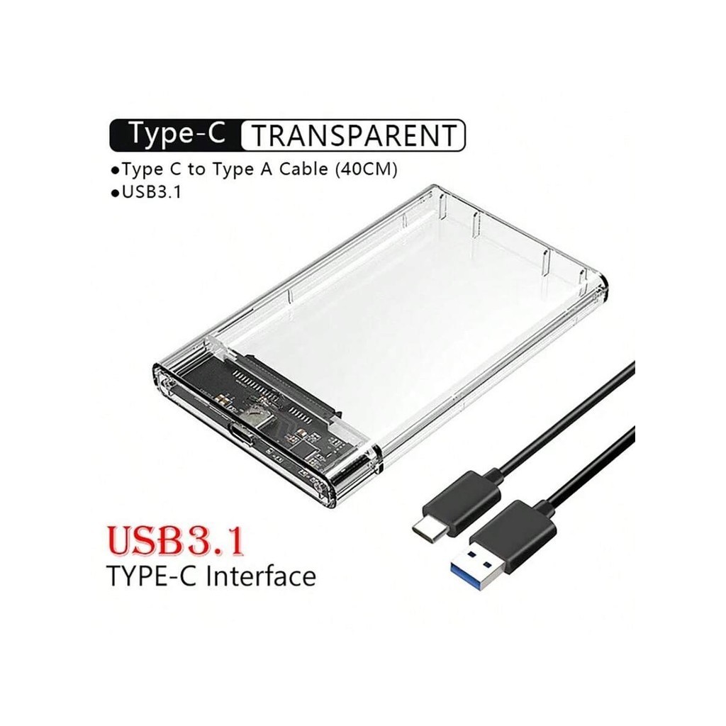Transparent USB 3.1 Harddisk Boxs 2.5inch SATA SSD 2.5'' Hard Drive ...