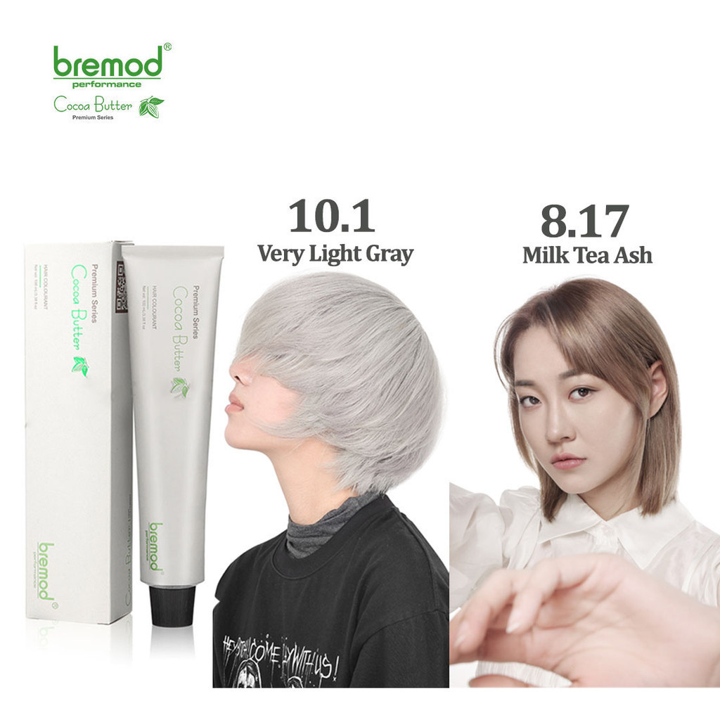 Bremod Premium Series Cocoa Butter Hair Color Gray Ash white 8.17 Milk ...