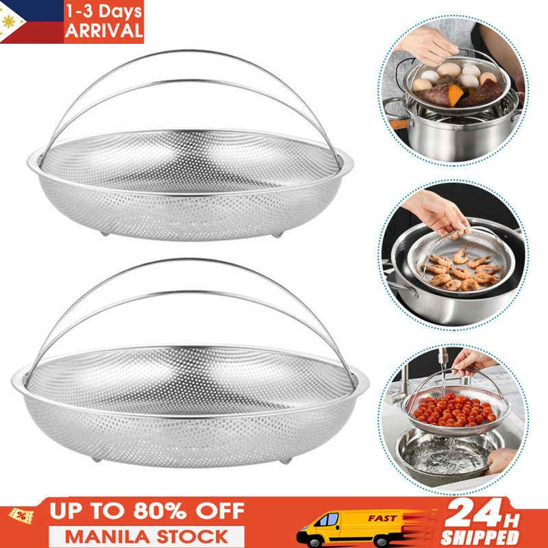 Stainless Steel Food Steamer Rack Pressure Cooker Basket with Handle  Home Steaming Grid Tray