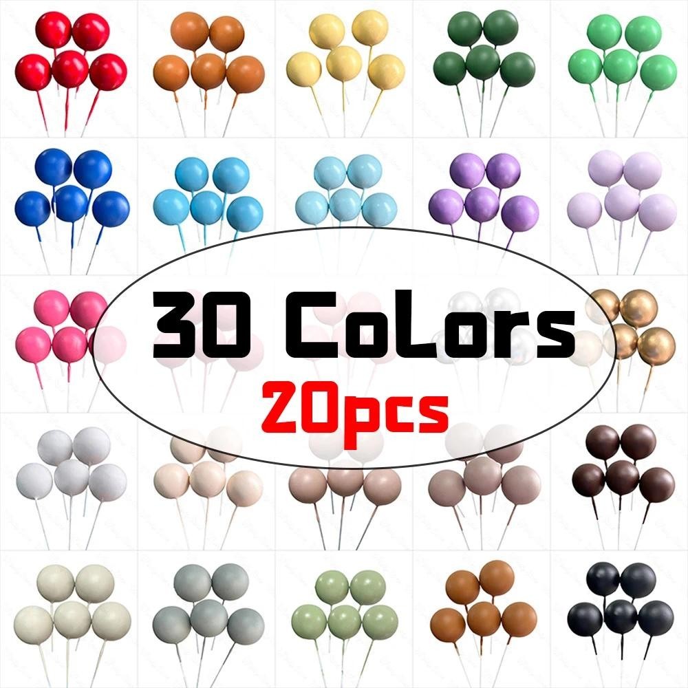 20Pcs Balls Cake Toppers Metal Silver Gold 2-4cm Different Size ...