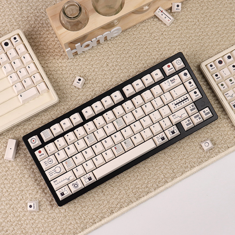 BRAUN Style White keycap with PC Box Detailed Simple PBT cherry profile ...