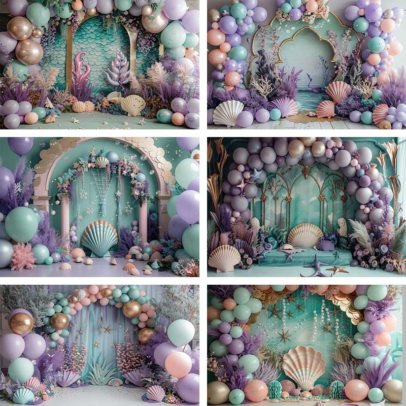 Mermaid Princess Under the sea Birthday Backdrop Photography Baby ...