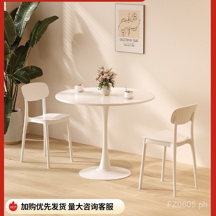 Coffee White Balcony Dining Table Milk Tea Shop Round Table Meeting ...