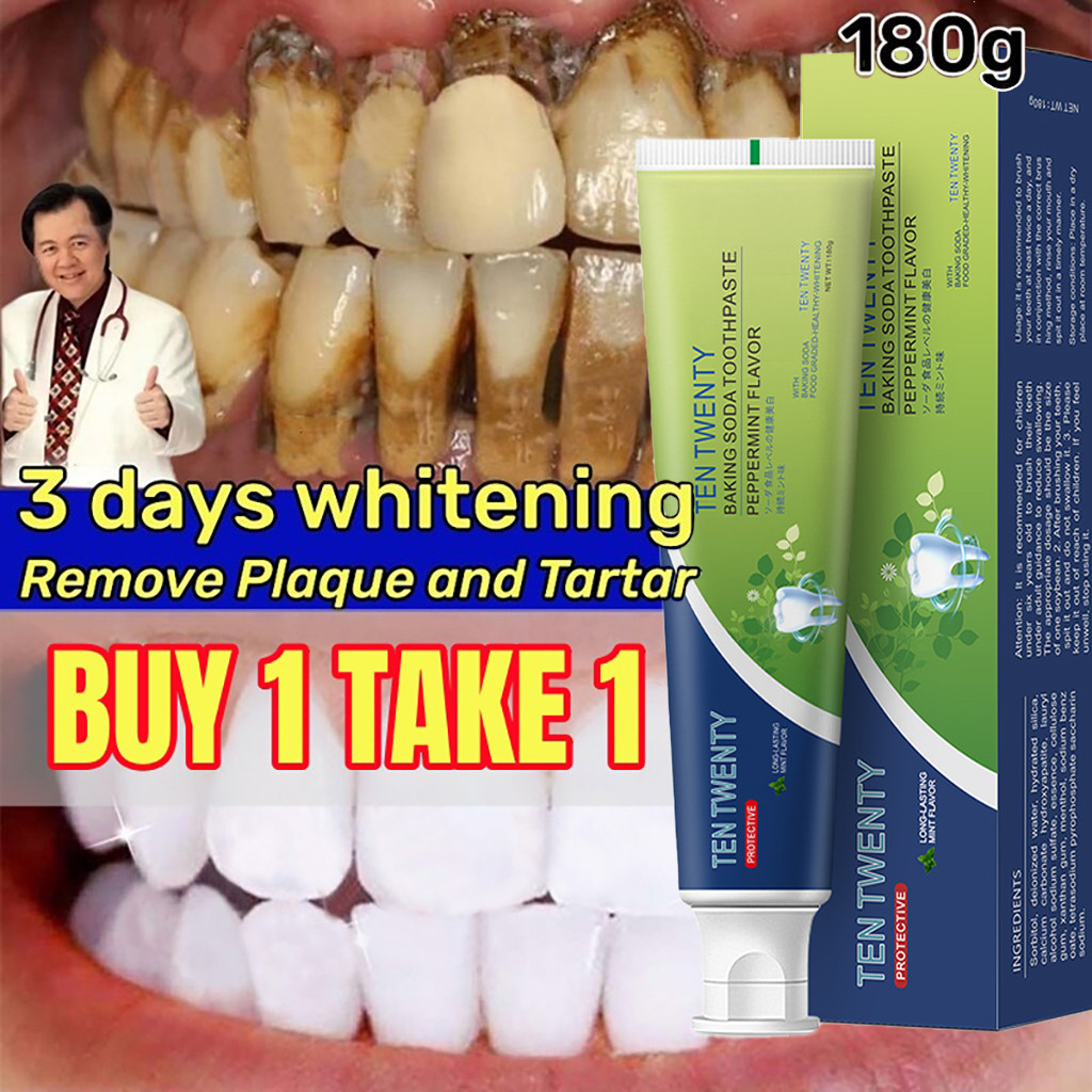 TEN TWENTY Soda Toothpaste Plaque Defense Whitening Boost Minty Fresh ...