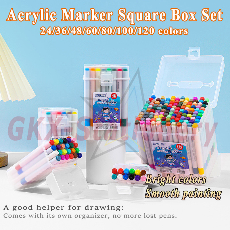 Acrylic Marker Square Box Set Large Capacity Marker Set Paint Acrylic ...