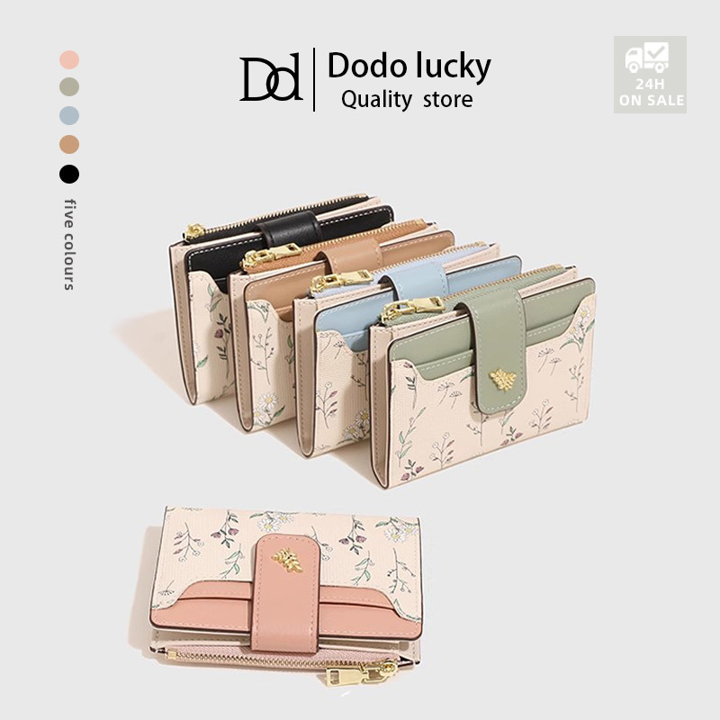 Dodo Fashion Niche Classic Print Floral Zipper Bifold Short Wallet For ...