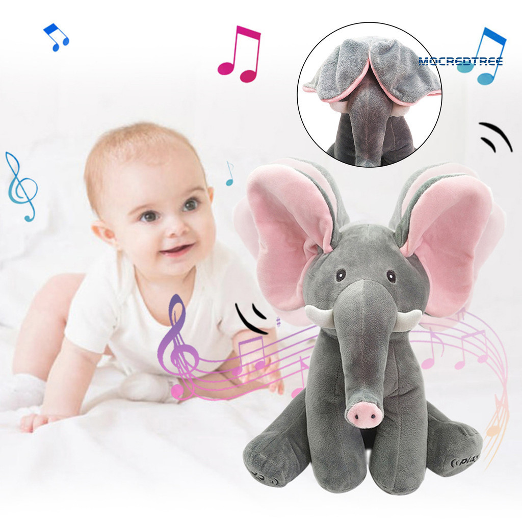 Mocredtree Peekaboo Elephant Plush Toy Moving Ears Hide-and-Seek Game ...