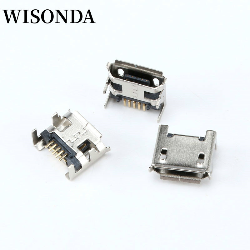 20Pcs Micro USB Type B 5 Pin Female Socket Connector SMD 4 Legs 90 ...