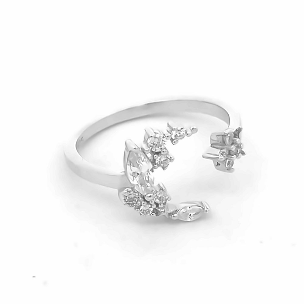 Silverworks 925 Sterling Silver AAA Cubic Zirconia Flower, Leaf ...