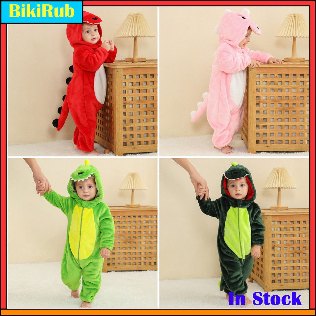 2024 Baby Kigurumi Dinosaur Cartoon Romper Infant Kids Animal Jumpsuit ...