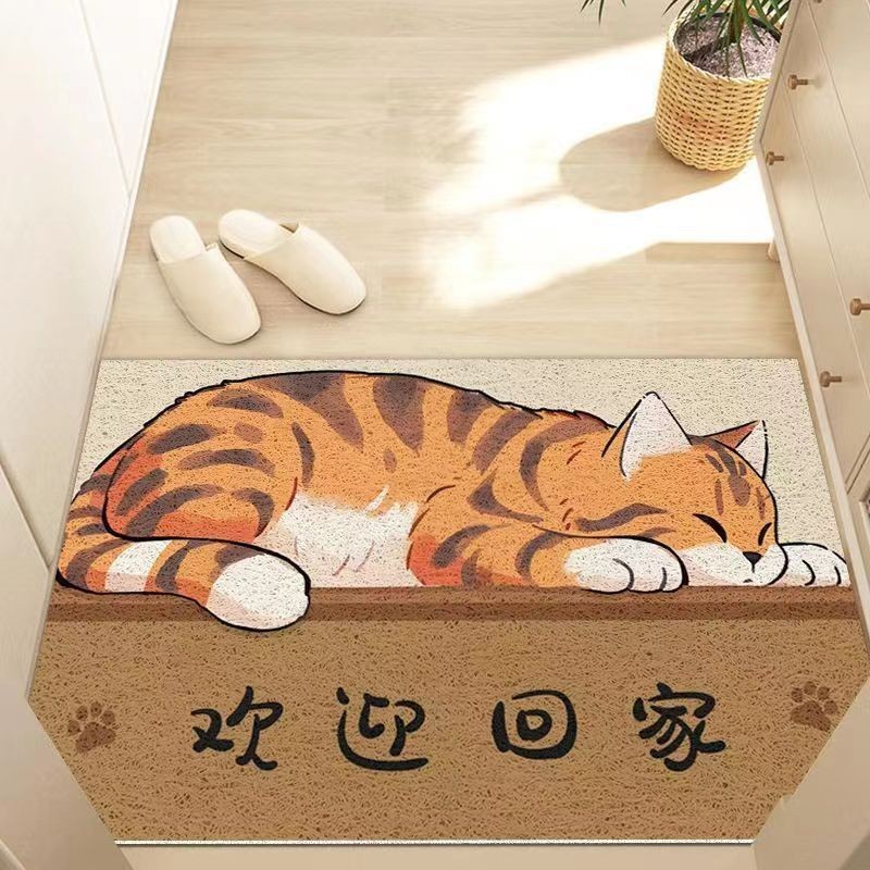 Cartoon Silk Circle Entrance Mat Entry Door Hallway Mat Thickened Stain ...