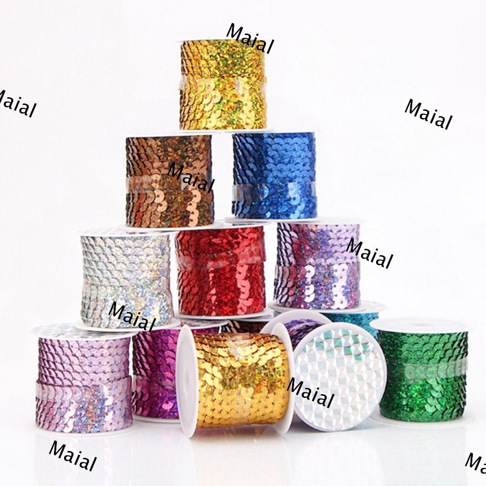 PH PandaHall 40 Yard 6mm Striscia di Paillettes Piatte 8 Colori Lustrini Paillettes Piatte Trim Paillette Bobina Corda Lucida Cucitura Paillettes Stringa per Abito A Sirena Fascia Costume di Halloween