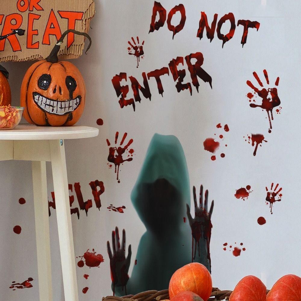 [COD] Ghost Wall Sticker, Self-paste Waterproof Halloween Blood ...
