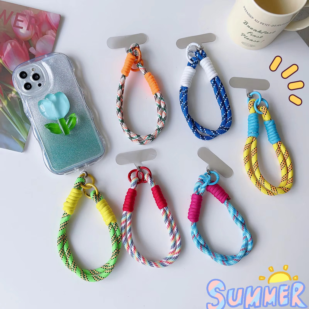 INS Fashion Colorful Anti-lost Braided Mobile Phone Case Lanyard Rope ...