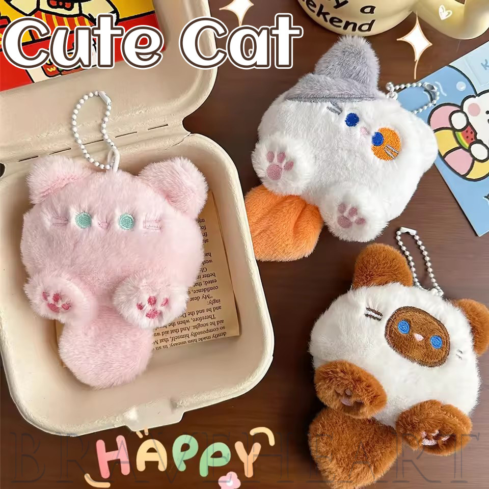 Soft Plush Cat Keychain 7.5x11cm, Furry Stuffed Animal Keychain for ...