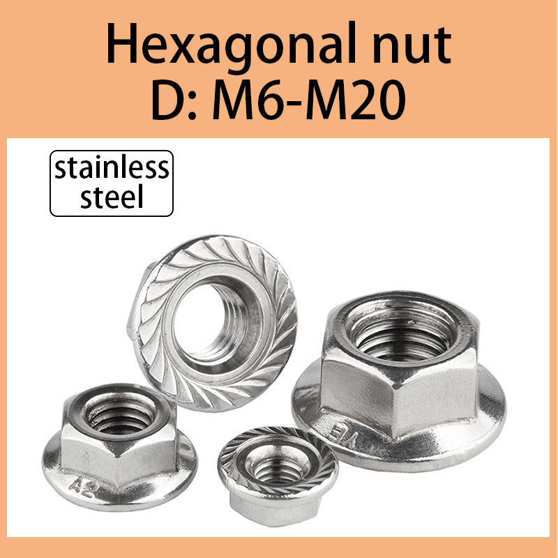 304 stainless steel flange nut, nut, fine thread, fine tooth, young