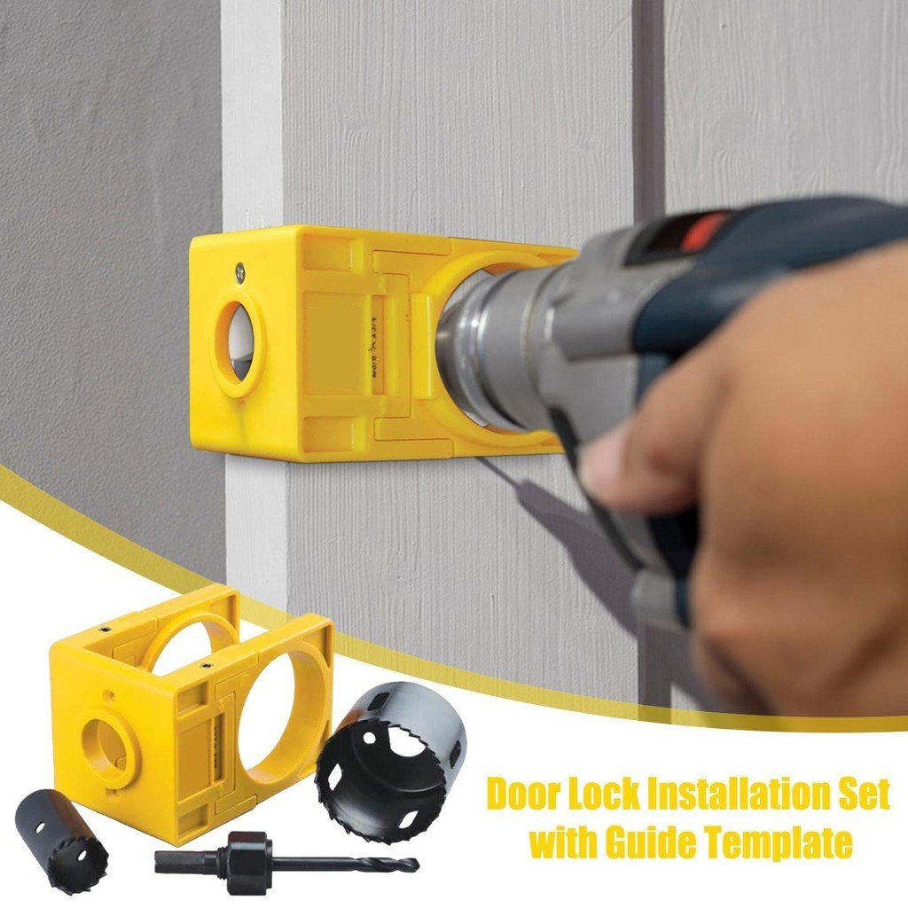 Door Lock Installation Kit with Guide Template Door Lock Hole Saw Set