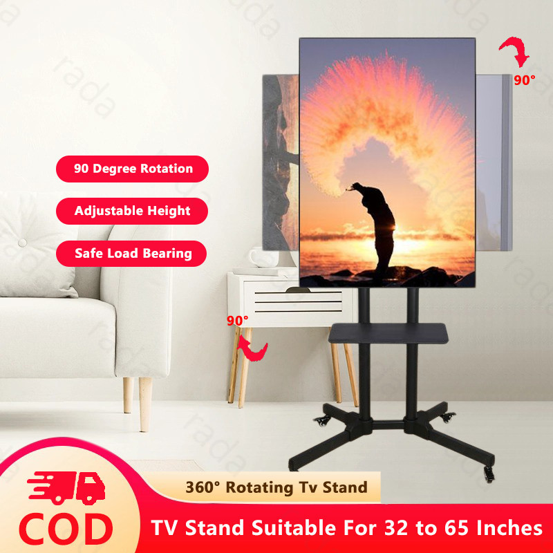 Movable TV Stand 55 Inches with TV Box Tray 360 ° Floor to Ceiling TV ...
