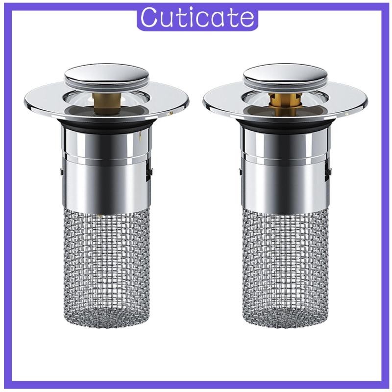 Push-Type Sink Drain Strainer – Anti-Clogging Basin Stopper With Mesh Basket, Brass Core, Fits 34-40mm Holes (Chrome)