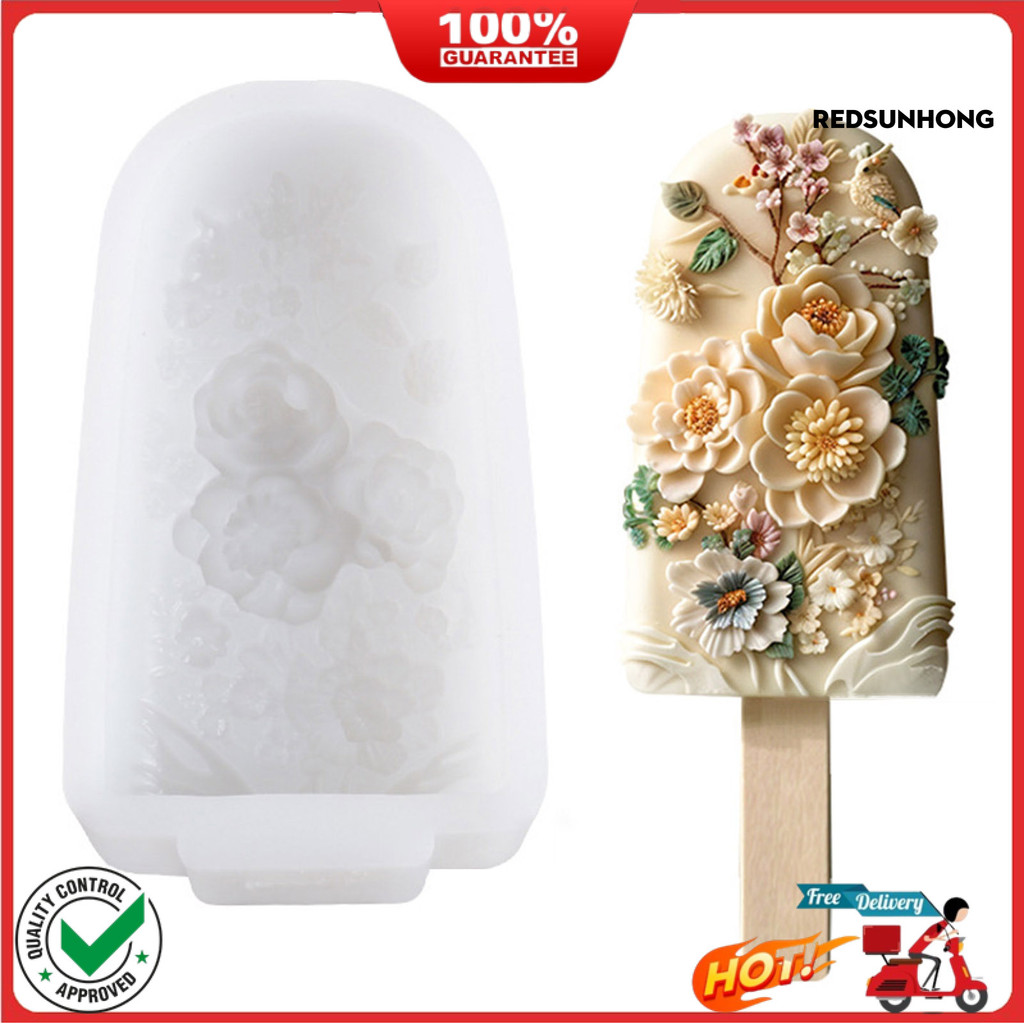 COD→ Popsicle Molds Silicone Ice Cream Maker Flower Pattern Reusable ...
