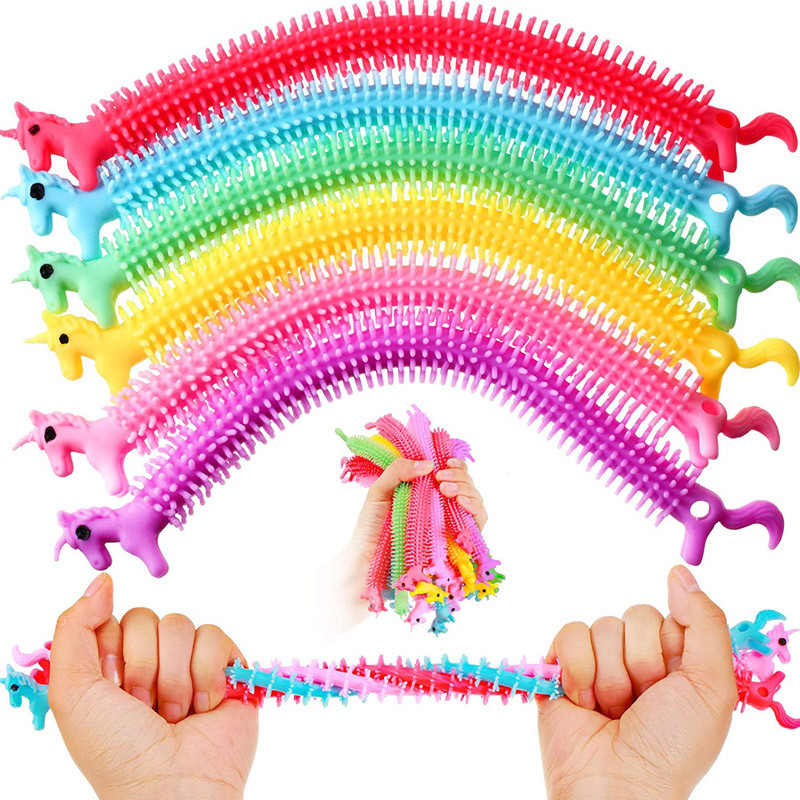 【New】1/5Pcs Fidget Worm Noodle Stretch String Kawaii Unicorn Party ...