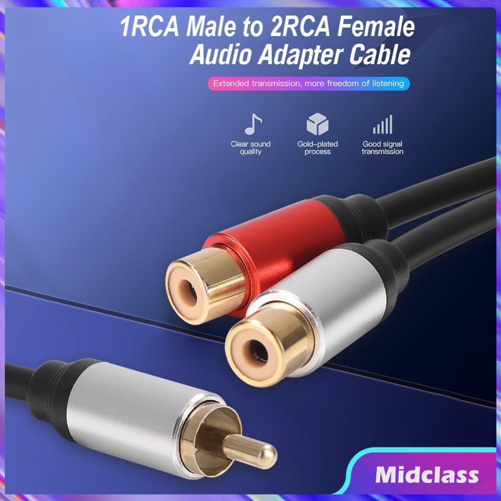 ? 1 Male to 2 Female Adapter RCA to 2-RCA Y Splitter Cable for Audio ...