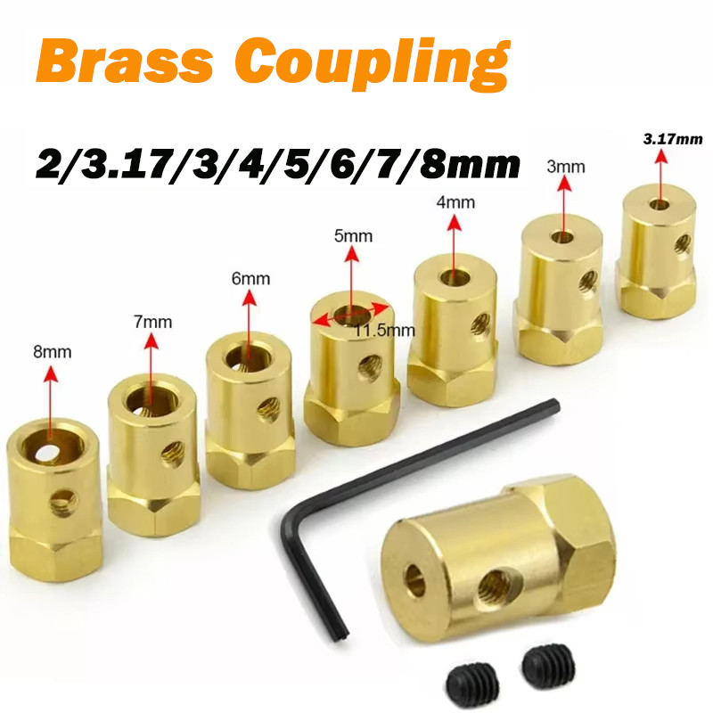1Pcs Coupling 2mm 3.17mm 3mm 4mm 5mm 6mm 7mm 8mmBrass Hexagonal Motor ...