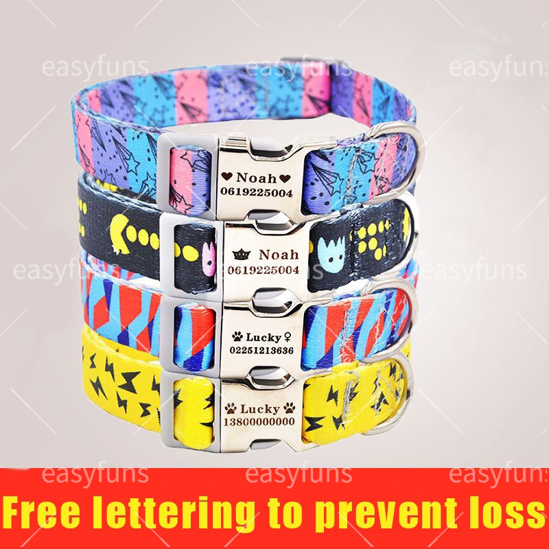 Customized pet collar with laser lettering adjustable for large medium ...