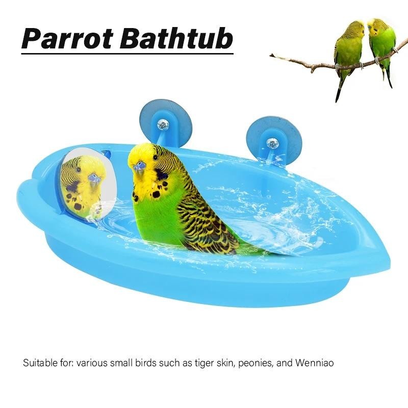 Image showcasing Bird Parrot Water Bath Tub For Pet Cage Hanging Bowl Parrot Parakeet ...