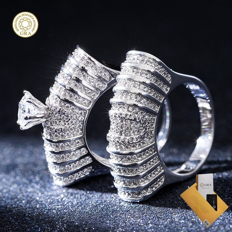 (with Gra Certificate) New Luxury Double Layer Ring Set Hollow Bracelet ...