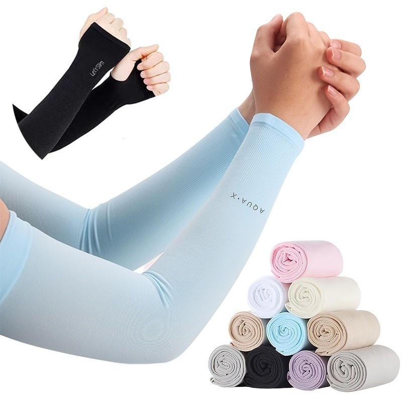 1Pair UV Protection Sunscreen Compression Arm Sleeve Summer Cooling ...
