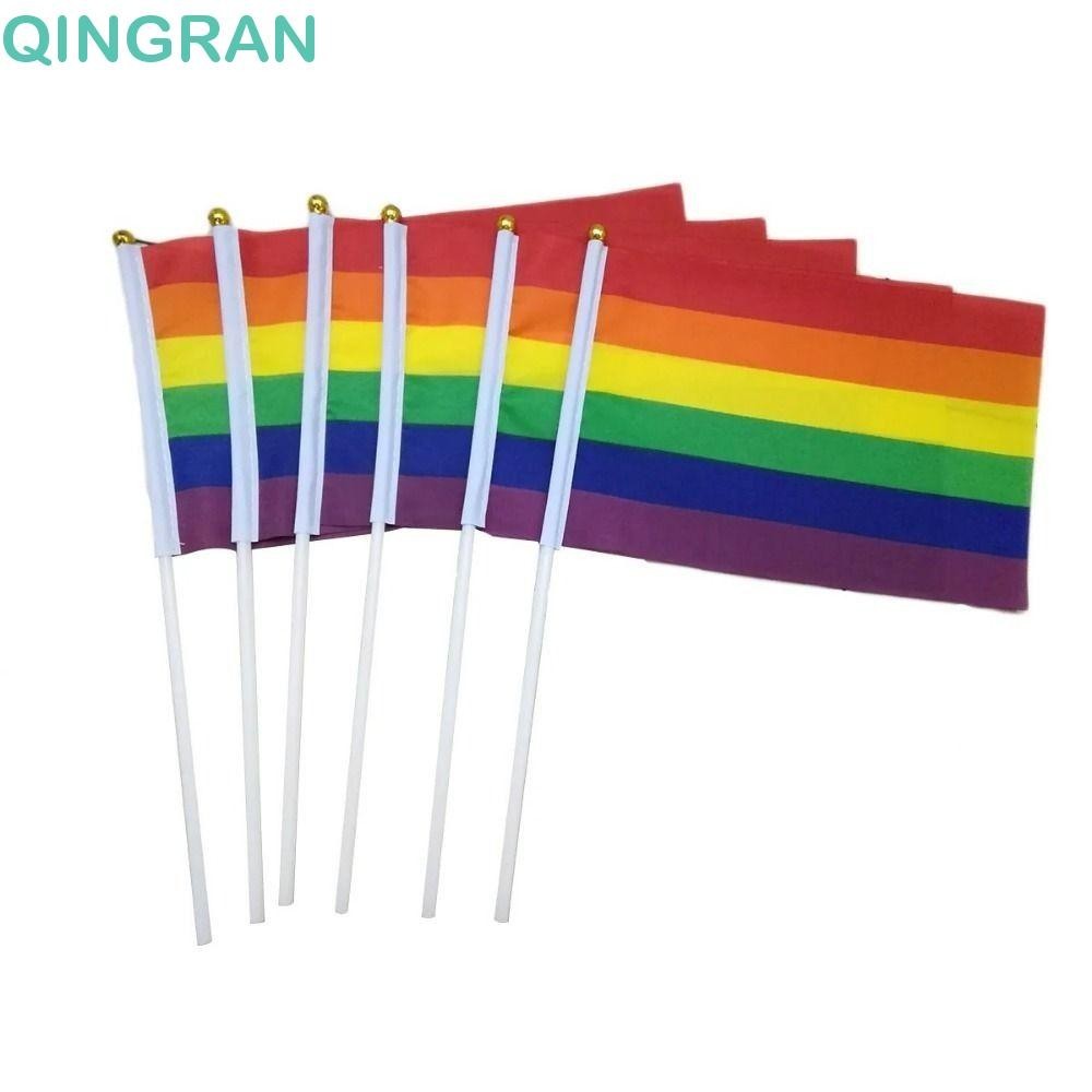 Hand Held Rainbow Flags 45x30cm 12Pk main image 0
