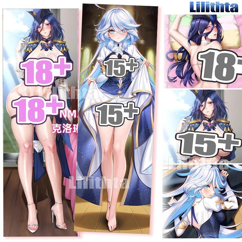 Dakimakura Pillowcase Genshin Impact Clorinde And Furina Game Anime Character Body Pillow Cover