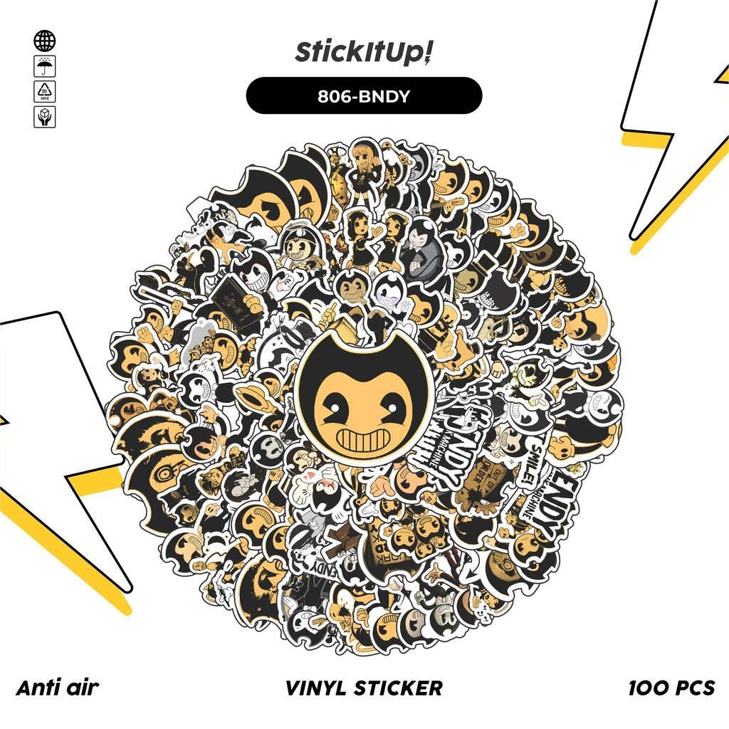HP 100 Pcs Bendy and The Dark Revival Stickers Pack Cute Aesthetic ...