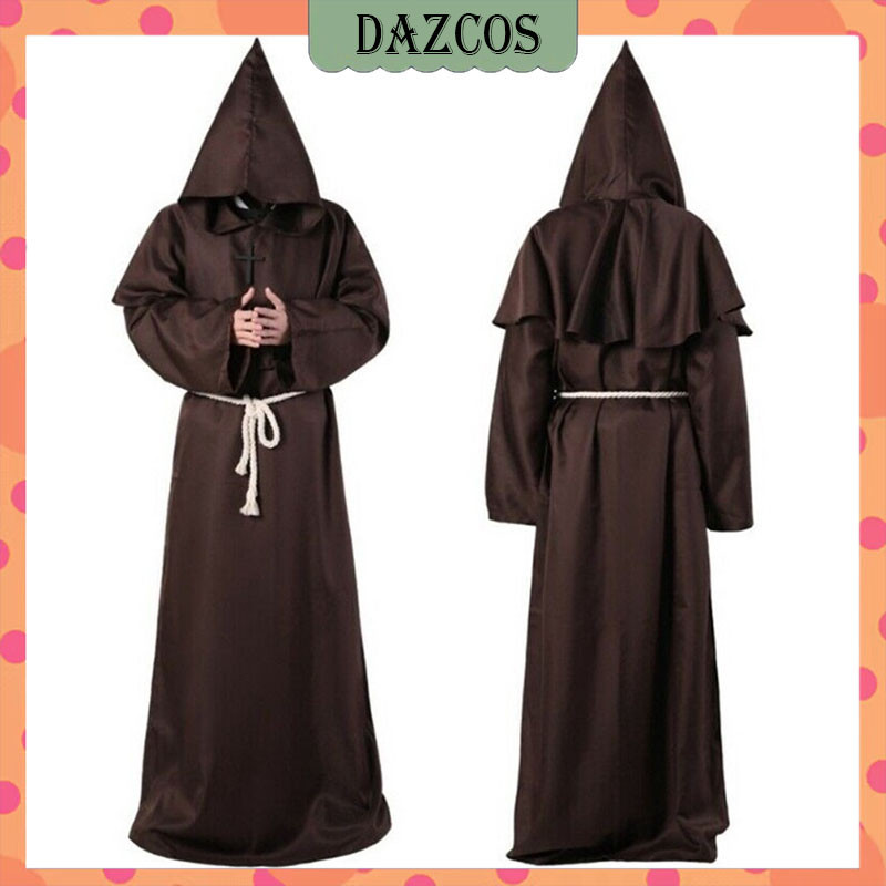 Medieval Monks Hooded Priest Robe Wizard Cosplay Costume Adult For Men ...