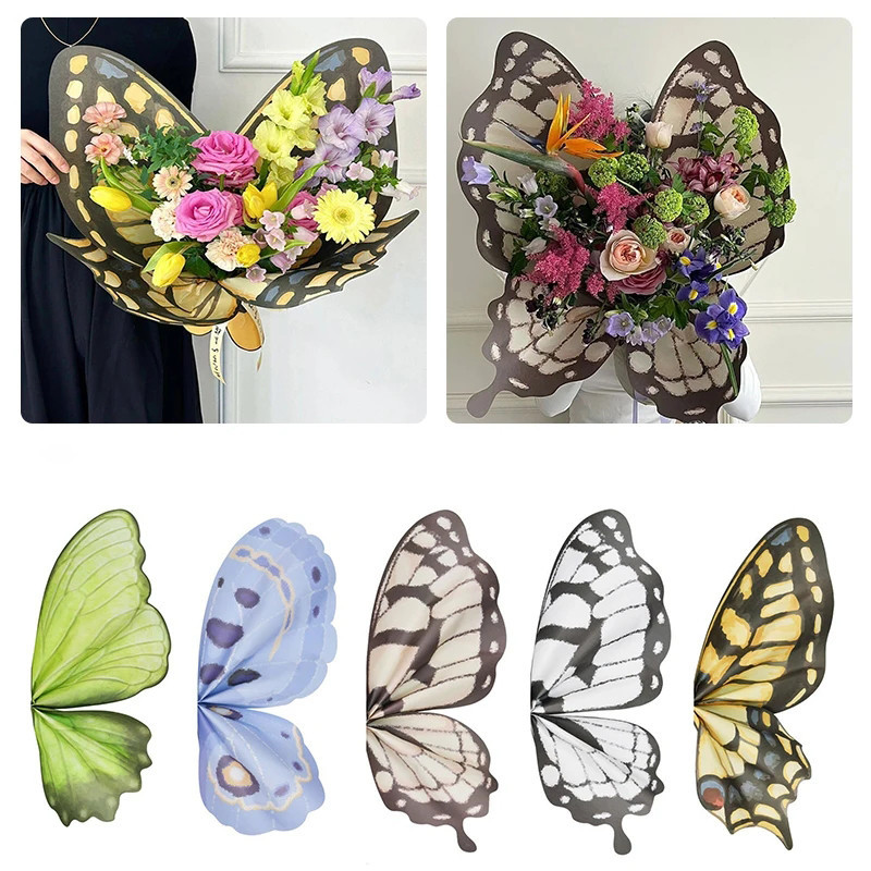 Butterfly Flower Wrapping Paper Waterproof Bouquet Packing Paper for ...