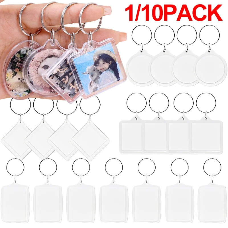 1/3/5/10Pcs Transparent Photo Frame Keychain Blank Custom Insert Photos  Pictures Keyring Holder Blank Acrylic Picture Keychain